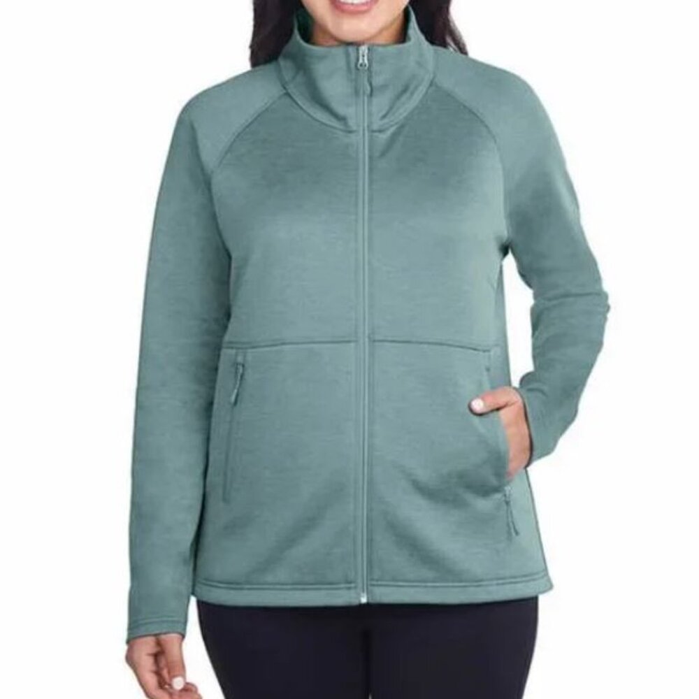 Kirkland Signature Ladies' Fleece Full Zip Jacket - Teal (Green Heather)-XL